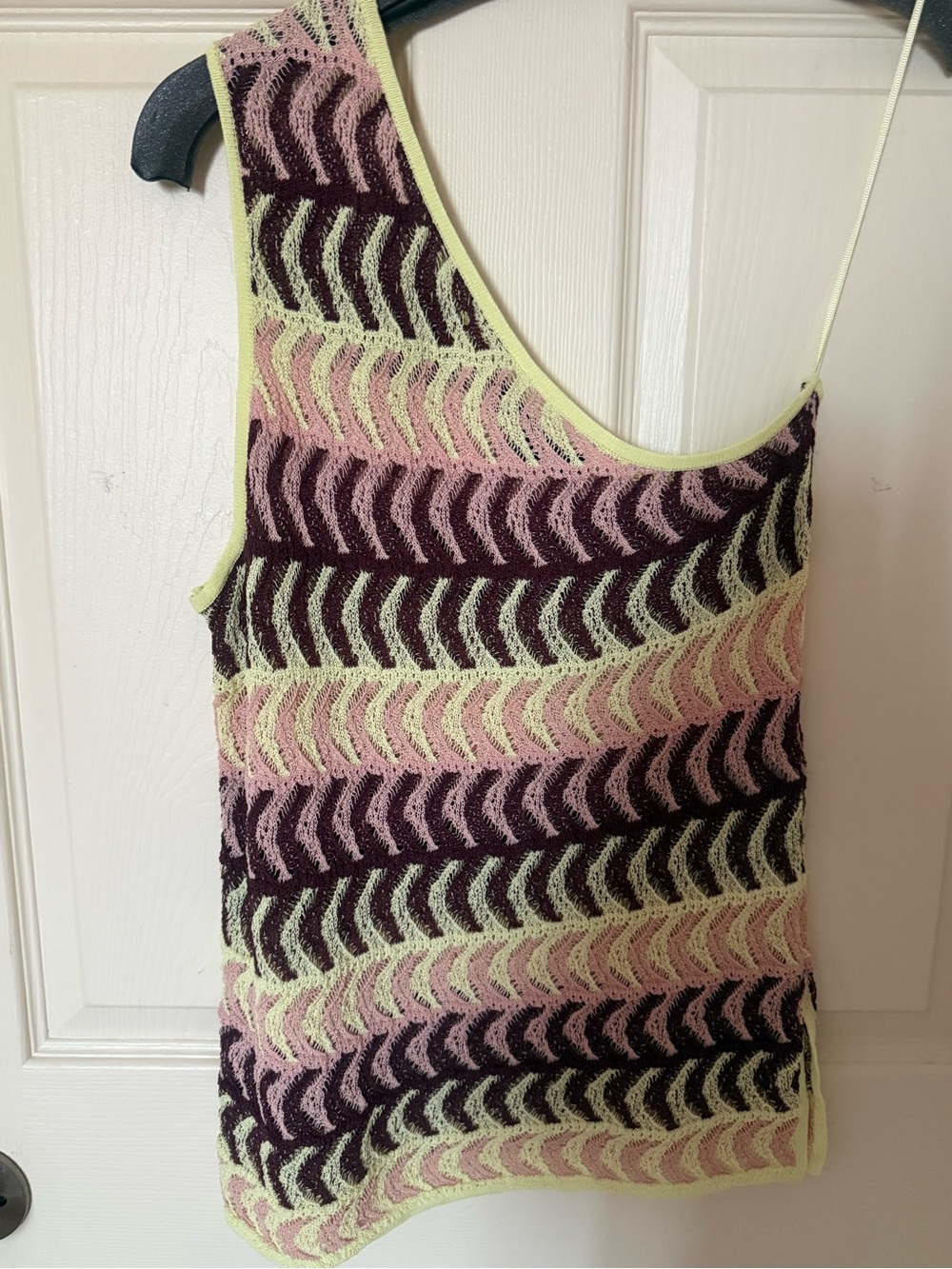 ZARA Textured Wave Knit Tank Top in Pink,yellow and Plum